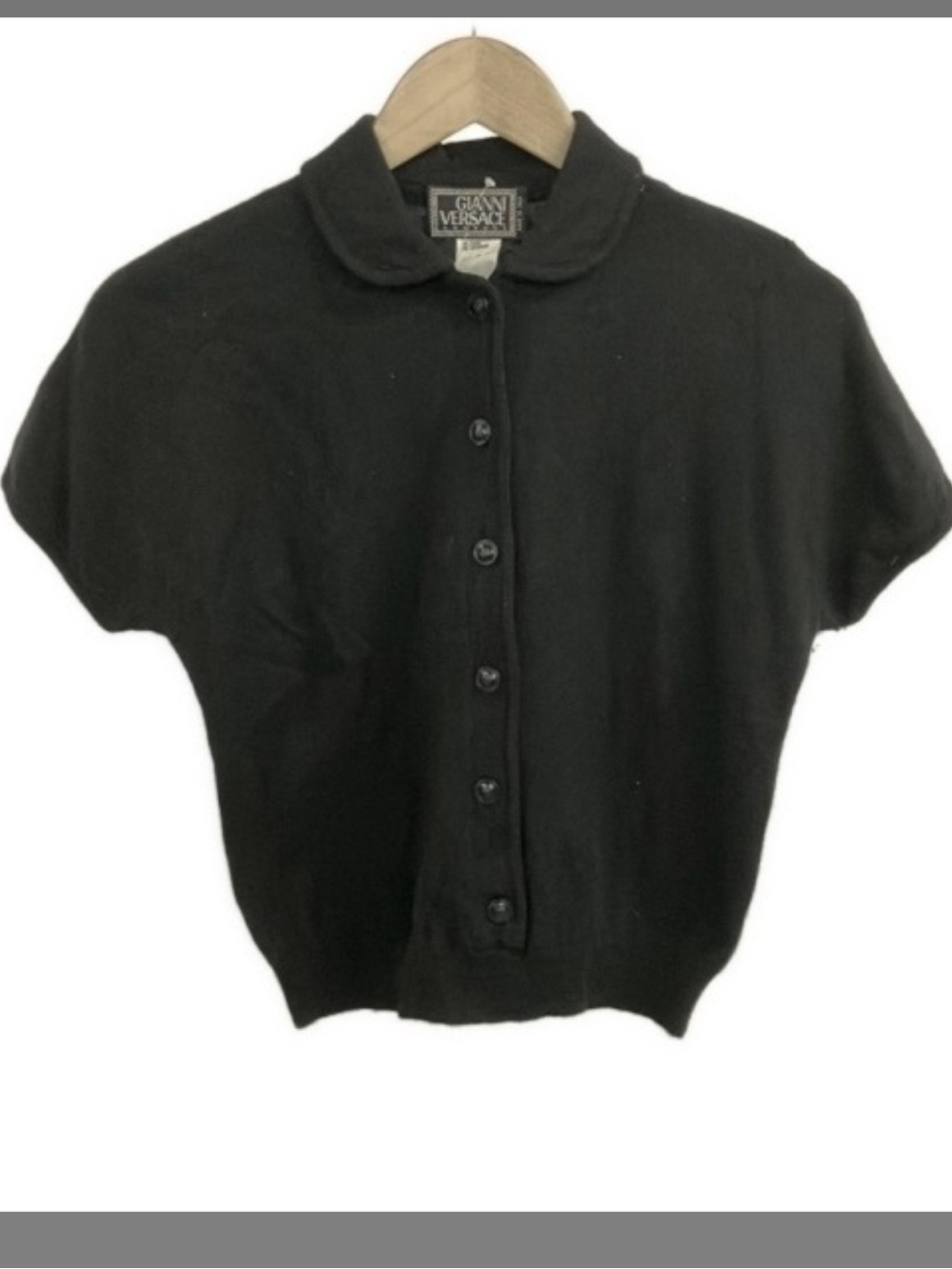 Vintage Gianni Versace Couture Short-Sleeve Button-Up Knit Sweater, Authentic